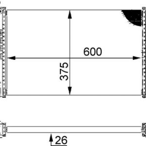RADYATÖR ASTRA G-ZAFIRA 1.4 16V-1.6 16V-1.8 16V-2.0 16V-2.2 16V AC KLİMASIZ MEKANİK 600x375x26 93177121-9193265-1300214-1300257