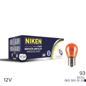 NIKEN 93 AMPUL DÜZ BA15s PY21W AMBE 12V 10LU