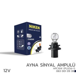 NIKEN 12V HPC16W AYNA SİNYAL AMPULÜ PU20d-1 10LU