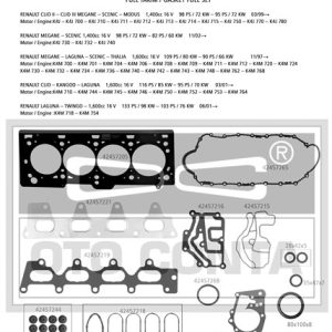 MOTOR TAKIM CONTASI MGN-CLIO-LGN-LOGAN 1.4-1.6 16V K4J-K4M KEÇELİ SUBAP LASTİKLİ 7700112739-8200356346
