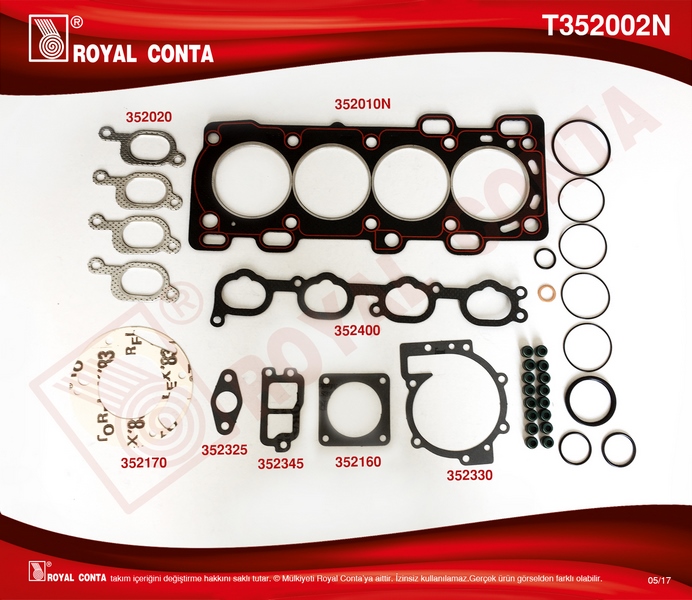 ÜST TAKIM CONTA SETİ RENAULT LAGUNA I 95 01 SAFRANE II 96 01 2.0 16V N7Q VOLVO S40 95 98 V40 95 04 1.8 2.0 2.0T SKT SÜBAP LASTİKLİ 7438610009