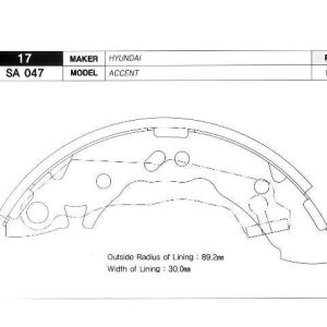 ARKA KAMPANA PABUÇ BALATA HYUNDAI ACCENT 1.3L 1.5L 4G13 4G15 95-00 / ATOS 1.0L 1.1L 98- 5830522A01