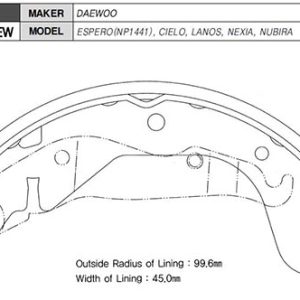 ARKA KAMPANA PABUÇ BALATA OPEL CORSA C / VECTRA A / ASTRA F / DAEWOO NUBIRA 1.6L 2.0L J100 97-05 / L ANOS 1.5L 97-05 / ESPERO 1.5L 1.8L 2.0L 95-99 /