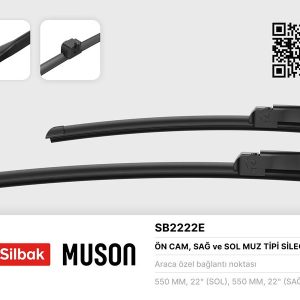 SİLECEK SÜPÜRGESİ 550/550mm MUZ TİPİ A4 03-04 CABRILOET 04-07 MERCEDES C-Class 03-07 MERCEDES CLK