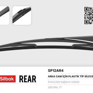 SİLECEK SÜPÜRGESİ ARKA PLASTİK TİP 300MM CITROEN C2 09/03 . C3 B618 07/16 . C3 PICASSO 02/09 . C4 11/09 . C5 SW BREAK DE. RE 06/01 04/08 . DS3 11/09