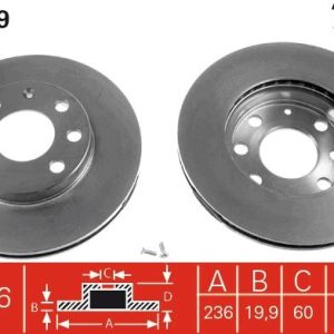 ÖN FREN AYNASI CORSA B-ASTRA F-VECTRA A-ASCONA C-COMBO B 94-01 AVEO-KALOS 03 236x19.9x4DLxHAVALI 90511111-93182291-93281952