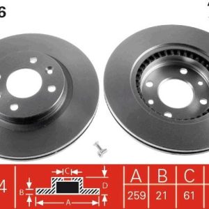 ÖN FREN DİSKİ RENAULT R19-CLIO I 91 96 CLIO II 98 KANGOO 01 MEGANE I 96 MEGANE II 04 10 TWINGO 96 DACIA LOGAN 06 SANDERO 08 259x20.6 HAVALI 4 DELİK