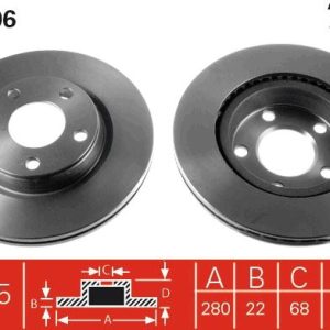 ÖN FREN DİSKİ A4-PASSAT 97-04 280x22