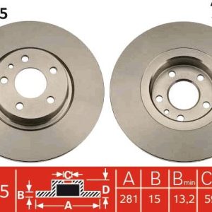 ÖN FREN AYNASI HAVASIZ ALFA 147 1.6 2.0 2001-2010 156 1.6 1.8 97-05 1.9JTD 1997-2001 281x5DL