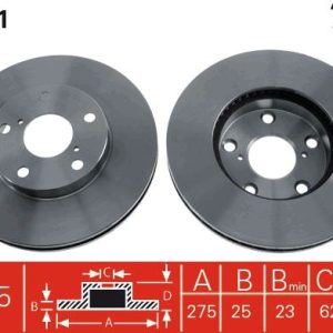 ÖN FREN AYNASI RAV4 II 1.8VVT-2.0 16V 00 2.0VVTI-2.4VVTI-2.0D-4D 01 275x25x5DLxHAVALI