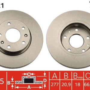 ÖN FREN AYNASI FREELANDER 2.0 TD4-1.8 16V-2.5 V6 1998-2006 277x20.9x5DLxHAVALI