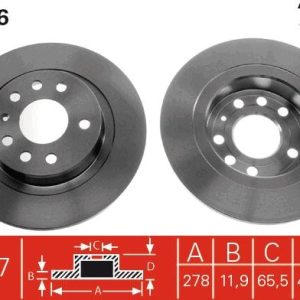 ARKA FREN AYNASI VECTRA C 02 SIGNUM 03 SAAB 9.3 02 CROMA 05 278x12x5DL DOLU