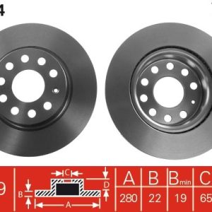 ÖN FREN AYNASI GOLF V-VI-JETTA III-IV-CADDY III-A3 03 LEON 05 TOLEDO-OCTAVIA 04 280x22x9DLxHAVALI
