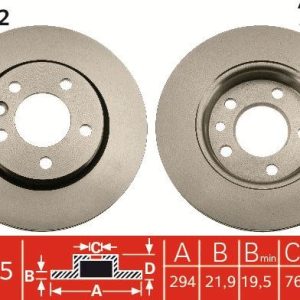 ARKA FREN AYNASI HAVALI TRANSPORTER T5 1.9 TDİ 2.0 2.5 TDİ 04/03 MULTIVAN 4.03 294x21.9x5DLxHAVAL