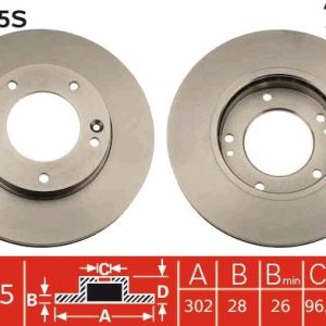 ÖN FREN AYNASI ADET KIA SORENTO 2.4 ie 16V-2.5 V6 CRDI-3.5 V6 24V 02 302x28x5DLxHAVALI DF4395