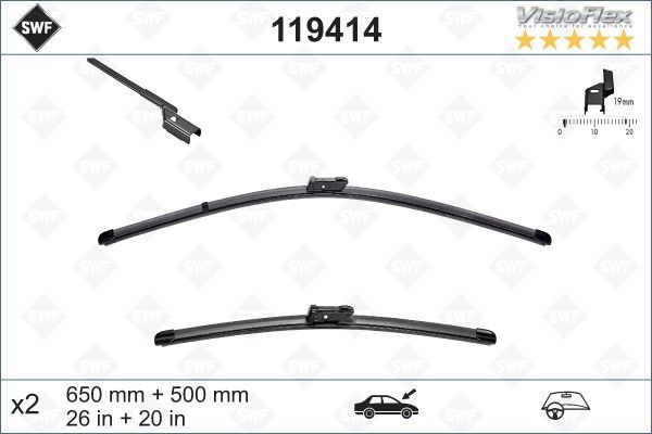 SİLECEK 65 50 X2 FLATBLADE VOLVO C30 06 S40 05 S60 10 S80 06 V50 05 V70 07 V60 10 XC70 XC60