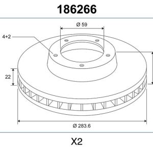 ÖN FREN AYNASI FIAT DOBLO 05 IDEA 04 LINEA 09 FIORINO 09 BRAVO 01 STILO 01 284x22x 4 DELİK HAVALI