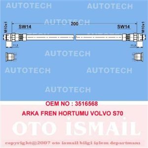 x ARKA FREN HORTUMU VOLVO S60 00 XC70 02 S70 00 S80 00-06 3516568
