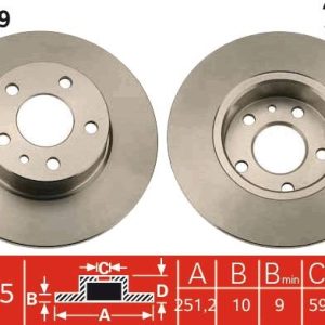 ARKA FREN DİSKİ ALFA ROMEO 147 01 10 156 97 05 164 92 98 251.5x10x50.6MM