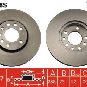 ÖN FREN AYNASI VECTRA B 96 02 SAAB 9-2/9-3 93 03 288x25x7DLxHAVALI 32025723-569357-93182306