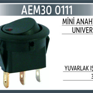 MİNİ ANAHTAR UNIVERSAL YUVARLAK IŞIKLI 3 PİN