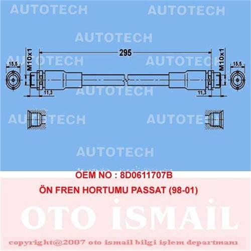 ÖN FREN HORTUMU PASSAT 98-01 800611707D