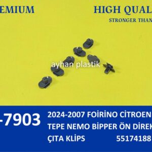 ÖN DİREK ÇITA KLİPSİ FIAT FİORİNO 07  CİTROEN NEMO 09  PEUGEOT BİPPER 09  ÖN DİREK ÇITA KLİPS
