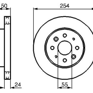 ÖN FREN DİSKİ HAVA KANALLI KIA RIO 1.5L A5D DOHC yumurta kasa 03-05 / 1.3L A3E SOHC yumurta kasa 3-05 254 çap x 4 bijon - Adet disk fiyatıdır