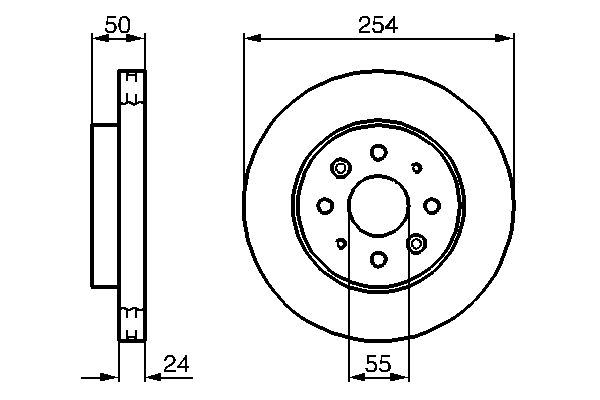 ÖN FREN DİSKİ HAVA KANALLI KIA RIO 1.5L A5D DOHC yumurta kasa 03-05 / 1.3L A3E SOHC yumurta kasa 3-05 254 çap x 4 bijon - Adet disk fiyatıdır