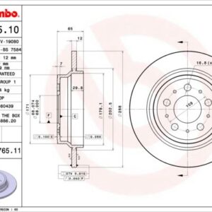 ARKA FREN AYNASI VOLVO S60 01-10 S70 01-05 S80 98-06 XC70 00-07 288x12x5DL DELYKLY 986478495-DF4066 9434167-94341674-94341670