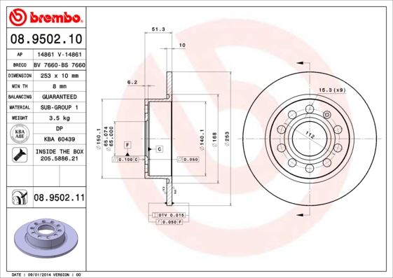 ARKA FREN AYNASI GOLF V-VI-OCTAVIA 04 TOLEDO III ALTEA 04 LEON 04 CADDY III A3 03 255x10x9DL 986479099-DF4276 1K0615601K-1K0615601AB