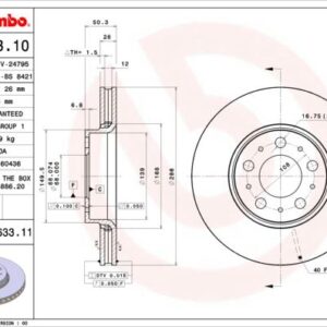 ÖN FREN AYNASI VOLVO S60 00-10 S80 98-06 V70 97-07 XC70 00-07 285x5DL KÜÇÜK TİP 272403-31262706