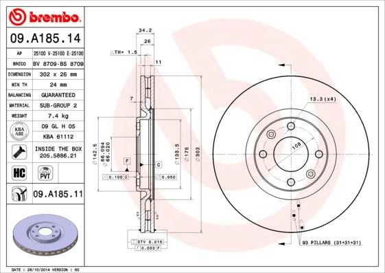 ÖN FREN AYNASI CORSA F e 19 MOKKA e 20 208 19 2008 19 308 07 3008 09 5008 09 C4 20 DS5 15 DS3 18 302x34x4DL HAVALI 4249.J8-4249.64-4249.86-4249.81