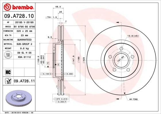 ÖN FREN AYNASI VOLVO S40 2004-2012 C70 II 2006-2013 V40 2012 V50 2004-2012 320 X5-DL 31262720-31302573-31329122