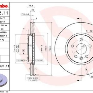 ÖN FREN AYNASI ASTRA K 15 16 İNÇ / 5 DELİK 300x26x5DL HAVALI 13515909-13597467