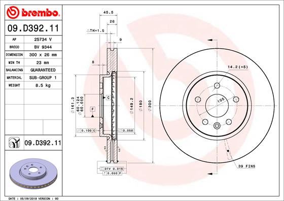 ÖN FREN AYNASI ASTRA K 15 16 İNÇ / 5 DELİK 300x26x5DL HAVALI 13515909-13597467