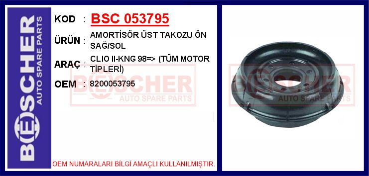 AMORTİSÖR ÜST TAKOZU ÖN SAĞ/SOL CLIO II-KNG 98 TÜM MOTOR TİPLERİ