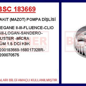 YAKIT MAZOT POMPA DİŞLİSİ MEGANE II-III-FLUENCE-CLIO II-III-LOGAN-SANDERO-DUSTER -MİCRA TÜM 1.5 D