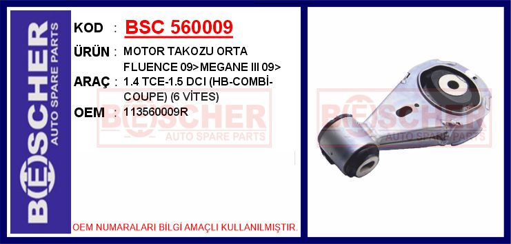 MOTOR TAKOZU ORTA FLUENCE 09 MEGANE III 09 1.4 TCE-1.5 DCI HB-COMBİ-COUPE 6 VİTES