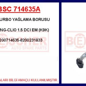 TURBO YAĞLAMA BORUSU KNG-CLIO 1.5 DCI EM K9K ALÜMİNYUM BORU