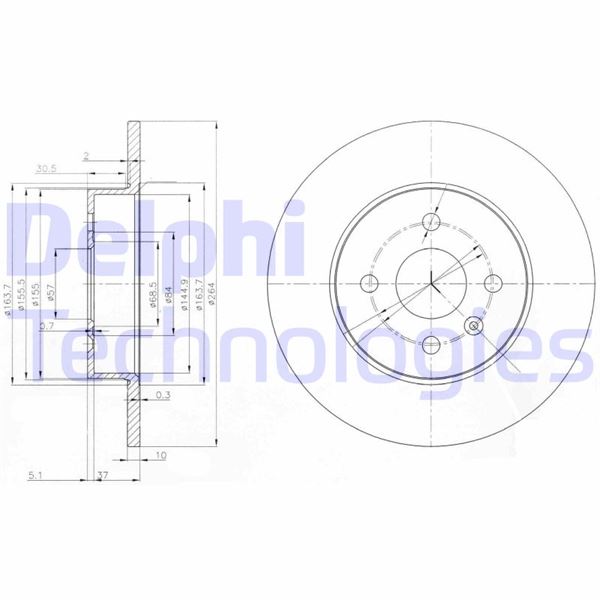 ARKA FREN AYNASI ASTRA H L67 04 14 COMBO C 01 11 MERIVA A 03 10 264x10x4DL DOLU