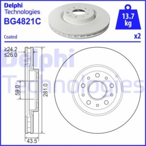 ÖN FREN AYNASI DİSK FIAT EGEA 16  1.0 1.3 MTJ 1.4 1.5 1.6 MTJ 5 BİJON DIŞ:284MM K:24MM
