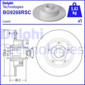 ARKA FREN DİSKİ RENAULT MEGANE IV 15 DIŞ CAP: 260 MM K:86 MM 5 DELİK ABS SENSÖRLÜ RULMANLI
