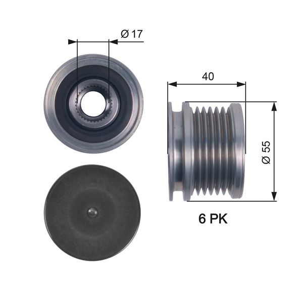 ALTERNATÖR KASNAĞI RULMANLI CADDY IV-GOLF 7-PASSAT 14 A3 12 A4 13-15 IBIZA 08-10 LEON 13 OCTAVIA 045903119A-03G903119B-045903119