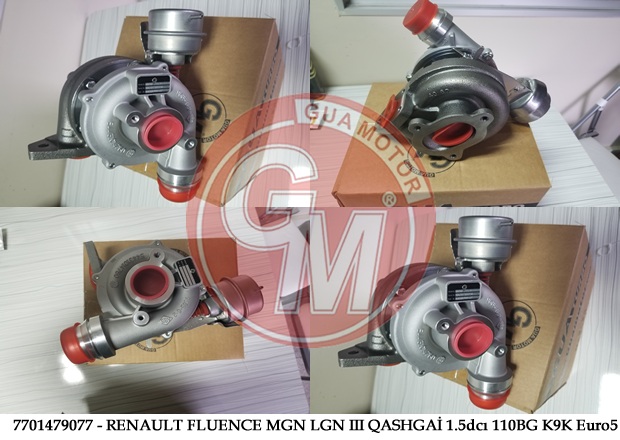 TURBO ŞARJ RENAULT FLUENCE MGN LGN III QASHGAİ DACIA DUSTER 4X4 LODGY 1.5dcı 110BG K9K Euro5 7701479077-144112505R-144113843R