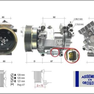 KLİMA KOMPRESÖRÜ MEGANE III 08  FLUENCE 10  SANDERO II 12  LOGAN II 12  LODGY 12  DUSTER 10  1.5dCi 1.6 16V K4M 12V 6 KANAL 125MM PAG46 YAĞ 160ml