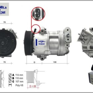 KLİMA KOMPRESÖRÜ FIAT EGEA 15  500L 12  1.3D MTJ 1.6 12V 6 KANAL 110 MM