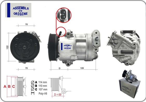 KLİMA KOMPRESÖRÜ FIAT EGEA 15 500L 12 1.3D MTJ 1.6 12V 6 KANAL 110 MM