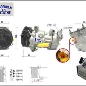 KLİMA KOMPRESÖRÜ PEUGEOT P206 01  P1007 05  PARTNER 96 15 BIPPER 08  CITROEN C2 03 10 C3 02 10 NEMO 08  BERLINGO 96 15 XSARA 99 11 1.1-1.4-1.6