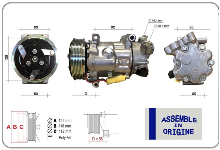 KLİMA KOMPRESÖRÜ SIFIR ÜRÜN CITROEN BERLINGO 1.6 BlueHDi C3 PICASSO C4 Coupe C5 III C5 I SKODA KO DIAQ I PEUGEOT PARTNER TEPEE 1.6 HDi